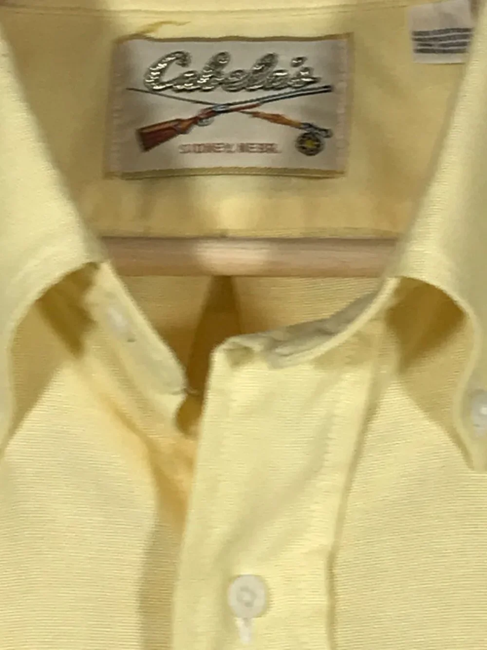 Cabela's Men's 17.5 XXL Yellow Long Sleeve Button Up Button Down Collar Shirt
